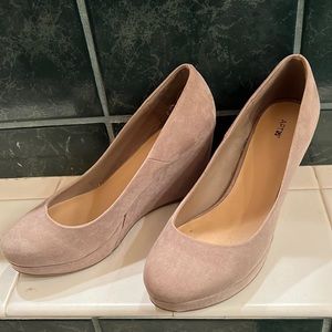 Taupe wedge heels